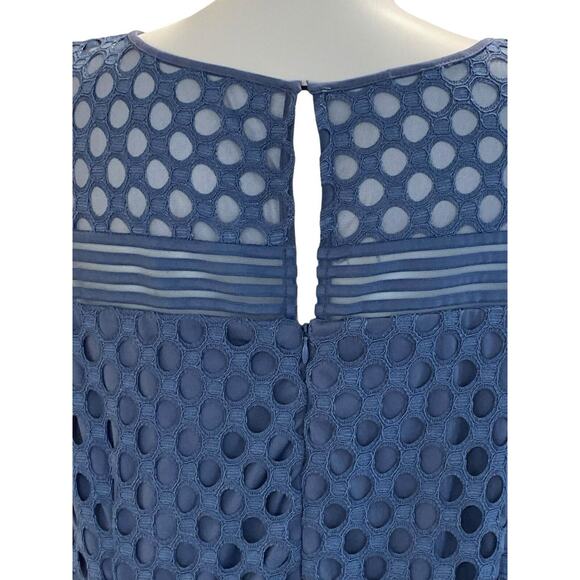 Size 26 Lane Bryant Slate Blue Lace Sleeveless Dress Plus Curvy Party Dress - Picture 7 of 8